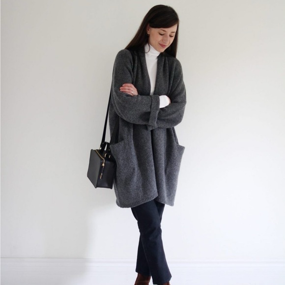 Bare Knitwear Baby Alpaca Coat cardigan in Charcoal Lauren Manoogian OS - Picture 2 of 8